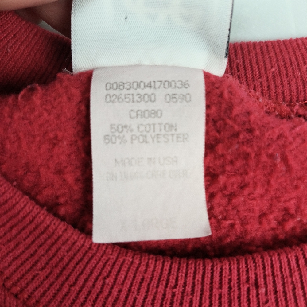 Vintage 80s sweatshirt Lee big bad wolf teletrend 1987 trust me XL Red USA Made - Picture 5 of 16